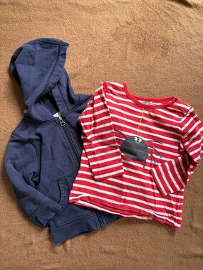 Toddler Mini Boden Spider shirt & Hanna Andersson Zip Sweatshirt